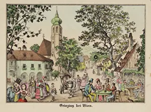 Grinzing: Grinzing in Vienna. Watercoloured