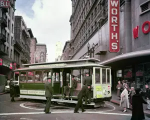 Turnaround: Gripman and Passengers at Cable Car Turnaround