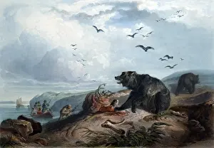 Bodmer: Grizzly Bear Hunt, 1830s