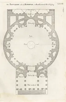 Johann Franck: The ground plan of the Pantheon or La Ritonda, Rome