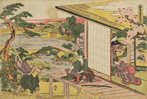 Hokusai: In the grounds of the castle of Wakasa-no-suke Honzo