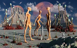 Rocketship: A group of alien reptoid beings find a small alien ?