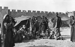 Bedouins: Group of Bedouins in camp, Jerusalem