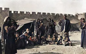 Bedouins: Group of Bedouins in camp, Jerusalem