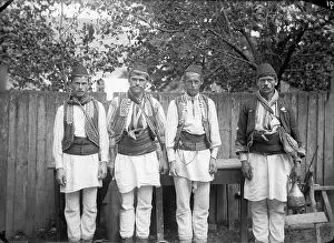 Bosniaks: Group of four Bosniaks in their national costume
