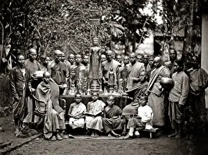 Priests: Group of Buddhist priests, circa 1880s