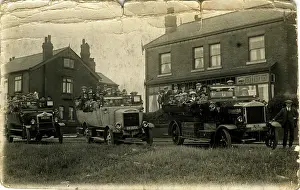 Bolton: Group of Charabancs (left to right - AEG, Thornycroft, Mauds