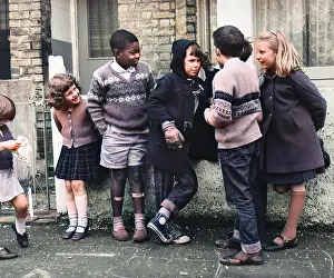 Pleated: Group of children on a Balham street, SW London