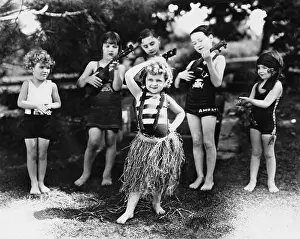 Miniatures: Group of children performing with instruments and