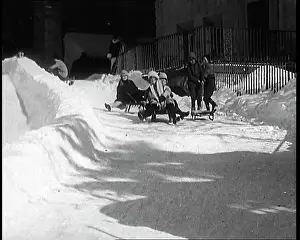 Sledging: A Group Of Civilians Having Fun Sledging Down