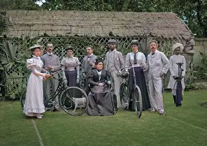 Roofing: Group of colonials with Indian servant