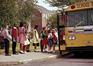 Ethnically: Group of Ethnically Mixed Kids Boys and Girls Getting on