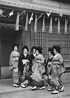 Kimonos: A group of six Geishas