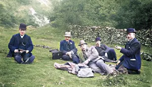 Dovedale: Group of men in Dovedale