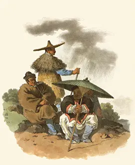 Rainstorm: Group of Men in Rain
