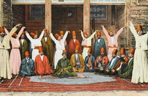 Ayasofya: Group of Mevlevi Dervishes - Istanbul (colourised)