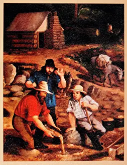 Panning: Group of Miners Panning Gold