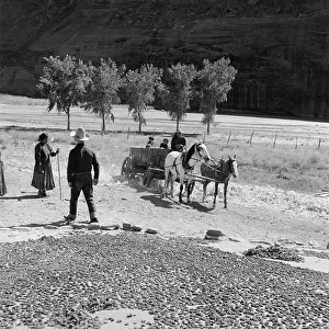 1930ss: Group of Native American Navajo Indians Drying Corn Watchi