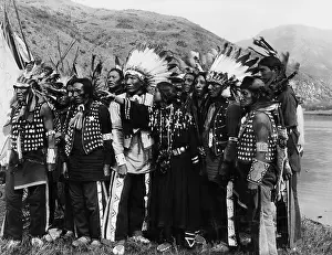 Minorities: Group of Native Americans in traditional garb