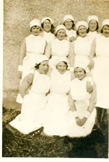 Britain British Nurse Nurses Medicine: Group of nurses, outdoors