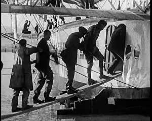 Caproni: A Group of Passengers Boarding The Caproni Flying Boat