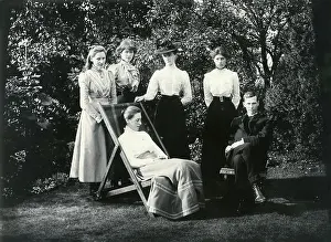Deckchair: Group of people in a garden