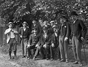 Moustaches: Group photo of men in a garden