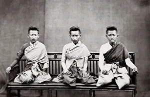 Siam: Group of priest or officials Siam, Thailand