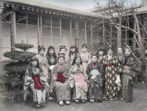 Prostitutes: Group of prostitutes, Japan, c.1880's