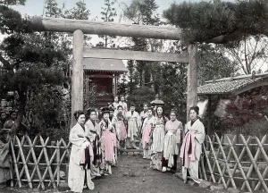 Prostitutes: Group of prostitutes, Japan, c.1890's
