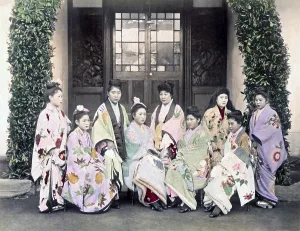 Prostitutes: Group of prostitutes, Japan, circa 1880s