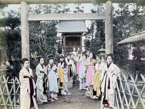 Prostitutes: Group of prostitutes, Japan, circa 1890