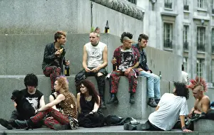Rockers: Group of Punks in Trafalgar Square, London, 1995