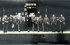 David Cohen Fine Art: Group of soldiers with Station Master at Reading Station
