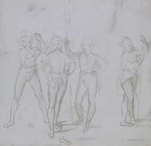 Metalpoint: Group of four standing Soldiers