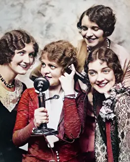 Chatter: Group of Four Women Gathered Around Candlestick