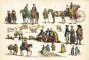 Robert Sayer: Groups of 18th century figures in rural pastimes