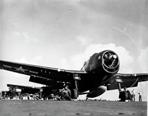Hellcat: Grumman F6F-5 Hellcat -ready to launch from the deck of