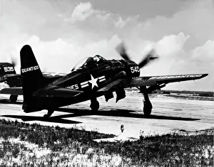 Bearcat: Grumman F8F2 Bearcat (aft) running up of USMC Quantico