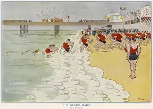Striding: The Guards Bathe by H. M. Bateman