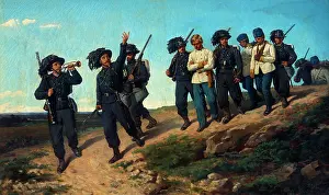 Macchiaioli: Guards leading prisoners, painted by