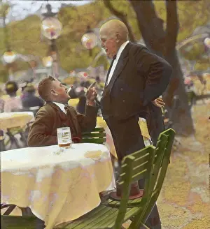 Wurstelprater: Guest and waiter in a tavern
