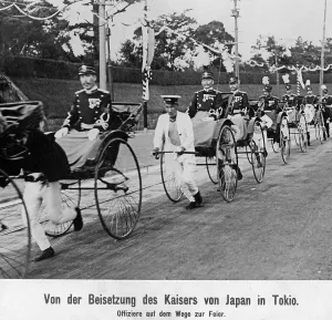 Attendant: Guests at the funeral of the Japanese Emperor, 1912