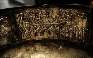 Decorating: The Gundestrup cauldron. Silver vessel. 200 BC and 300 AD. W