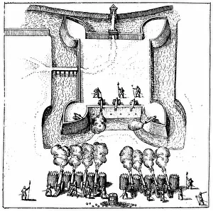 Gunners: Gunners laying siege to a moated and fortified