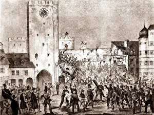Gunpowder: The gunpowder explosion at Karlstor in Munich, 1857