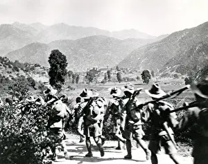 Gurkhas: Gurkha troops marching to Dharmsala, Chitral relief, WW1