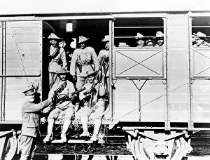 Gurkhas: Gurkhas arriving by troop train, Western Front, WW1