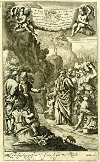 Hitting: The gushing of water from the smitten rock