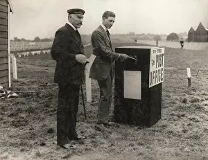 Rawhide Collection: Gustav Hamel posting an airmail letter